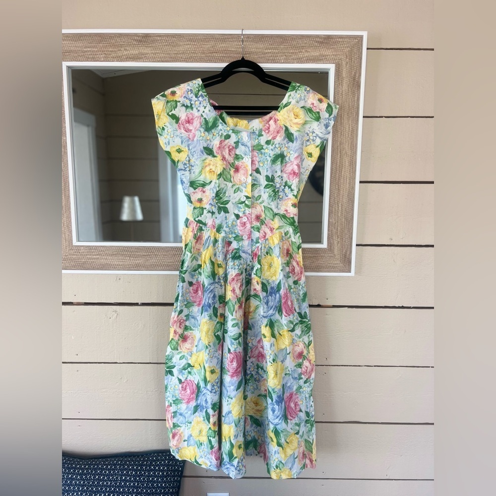Willow Ridge Vintage Floral Dress with Yellow and Pink Accents